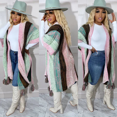KNIT PONCHO (Mint)